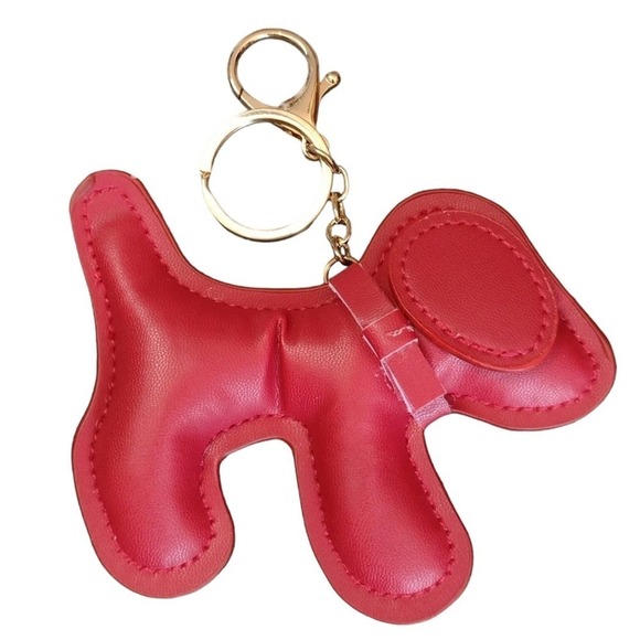 Puppy Puffer Keychain Dog Keyring Christmas Red Alligator clip Easy On/Off NEW - Picture 5 of 6